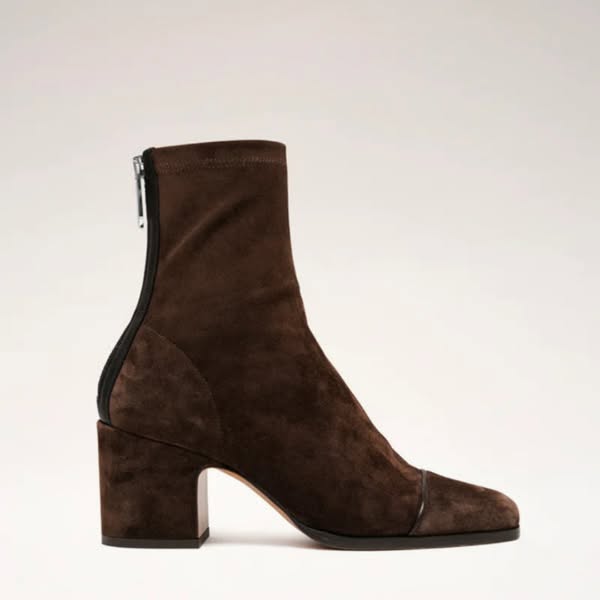 Women's Heeled Ankle Boots – Suede Style in Brown | Invictora.com