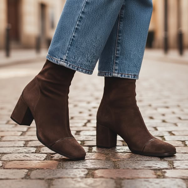 Women's Heeled Ankle Boots - Suede Style product image | Invictora.com