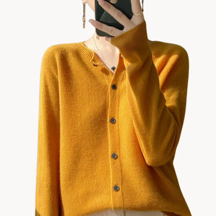 Women's Cropped Merino Wool Crew-Neck Cardigan