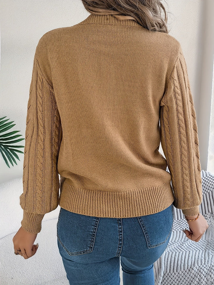 Women's Jumper – Textured Openwork Crew Neck Knit