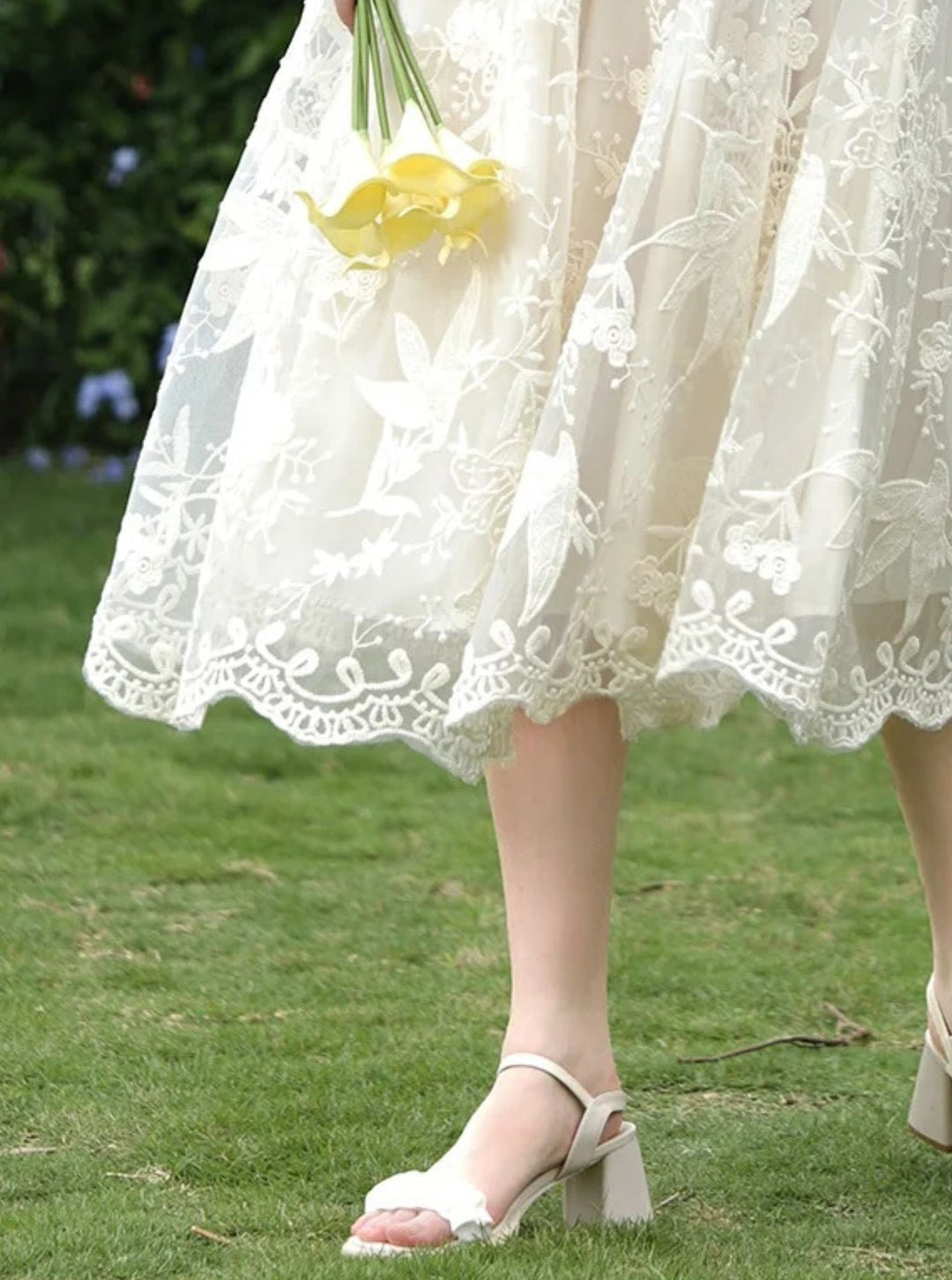 Women's Embroidered Lace Midi Skirt | Invictora.com