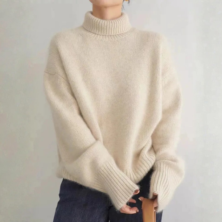 Women's Marais Cashmere Turtleneck Sweater in Taupe | Invictora.com