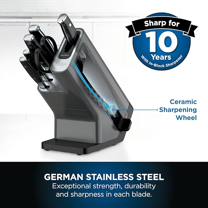Ninja Foodi StaySharp Knife Block with Integrated Sharpener
