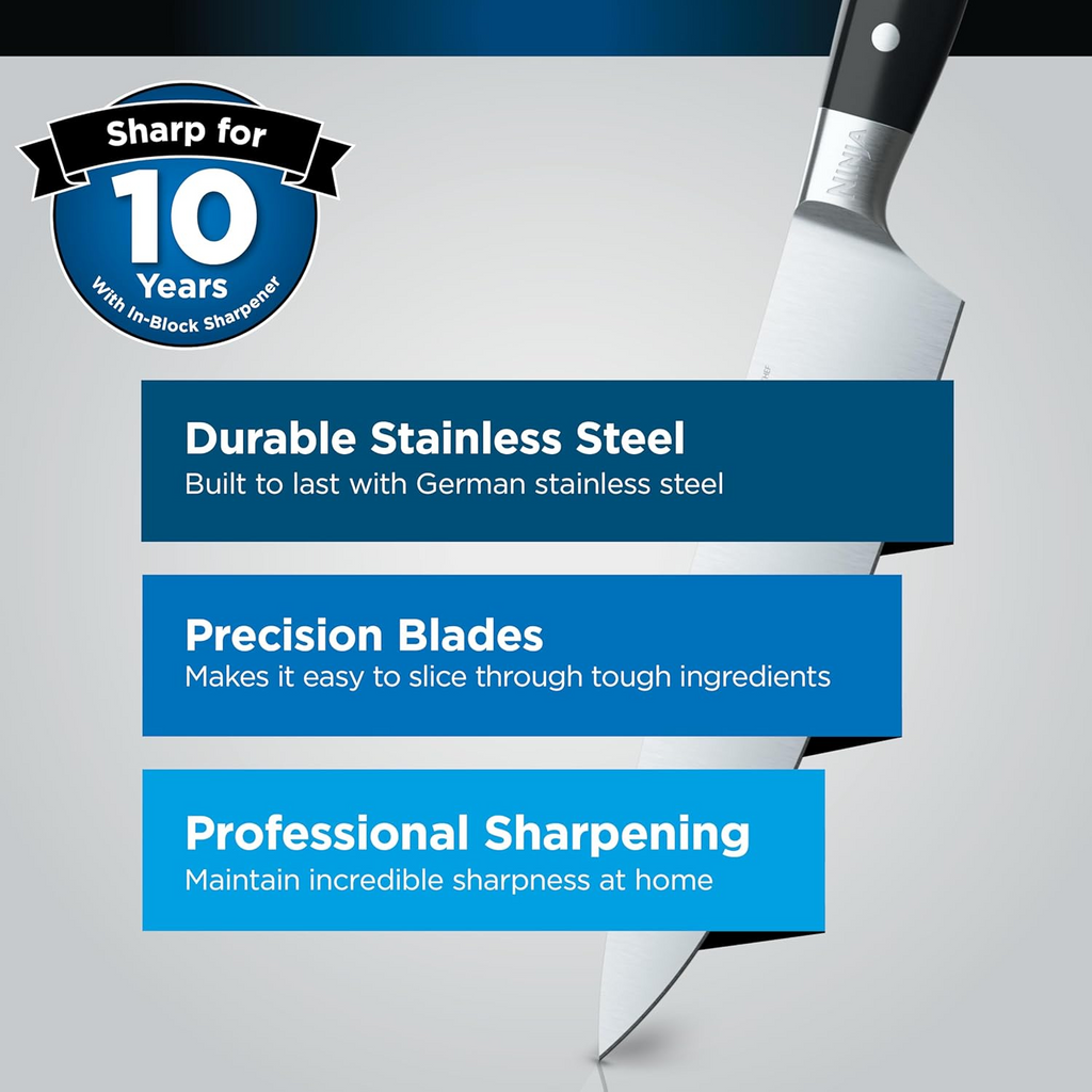 Ninja Foodi StaySharp Knife Block with Integrated Sharpener