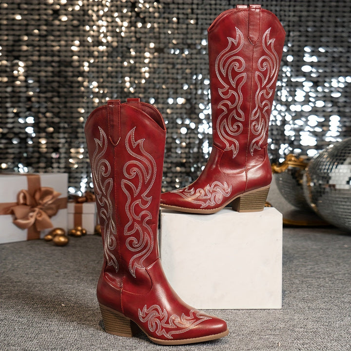 Women's Western Boots – Embroidered Knee-High