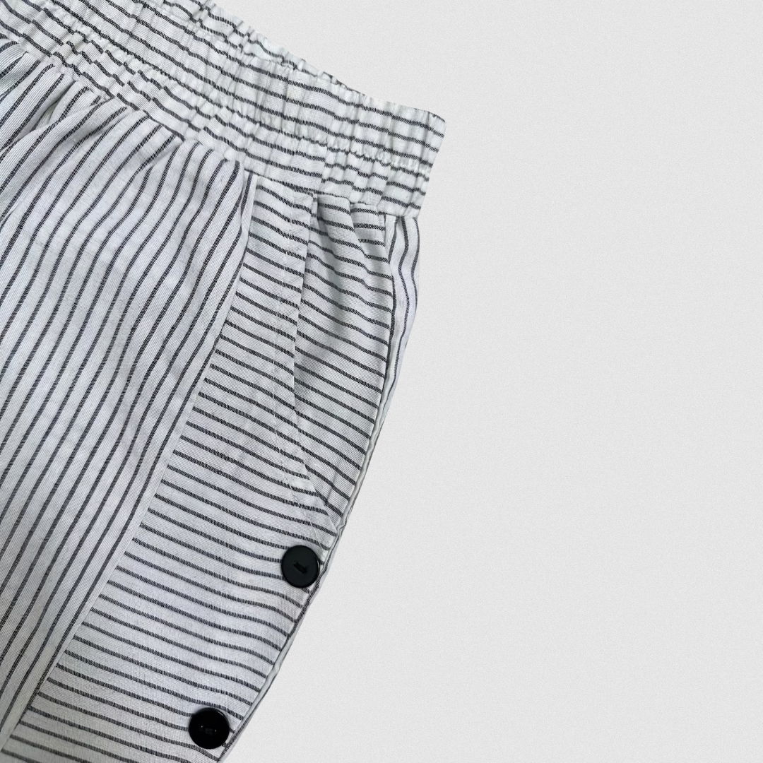 Women's Striped Button Detail Trousers - Relaxed Fit product image | Invictora.com