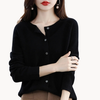 Women's Cropped Merino Wool Crew-Neck Cardigan