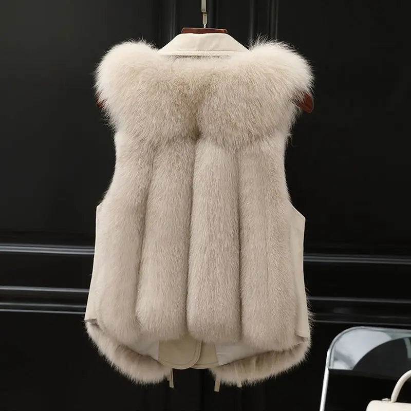 Women's Lumiére Faux Fur Gilet in Ivory Cream | Invictora.com