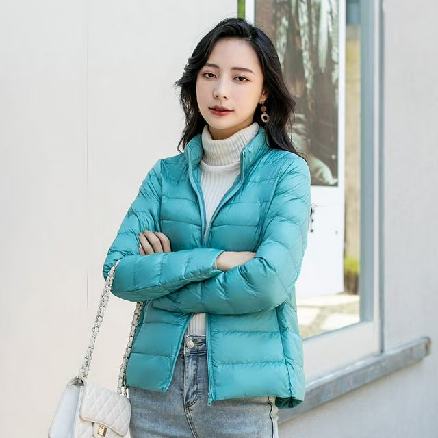 Women's Donita – Elegant Lightweight Quilted Spring Jacket in Light Blue | Invictora.com