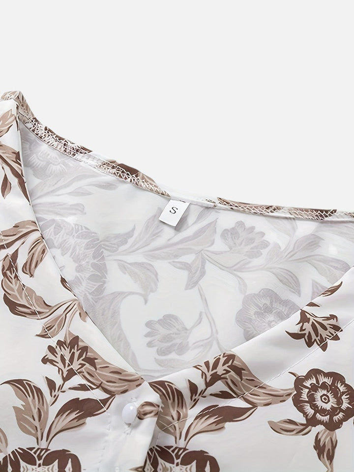 Women's Floral V-Neck Midi Dress - Relaxed Summer Elegance product image | Invictora.com