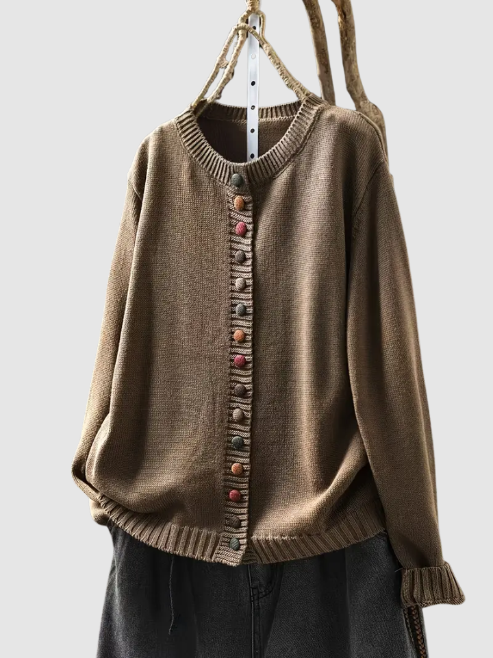 Women's Lena – Knitted Cardigan in Beige | Invictora.com