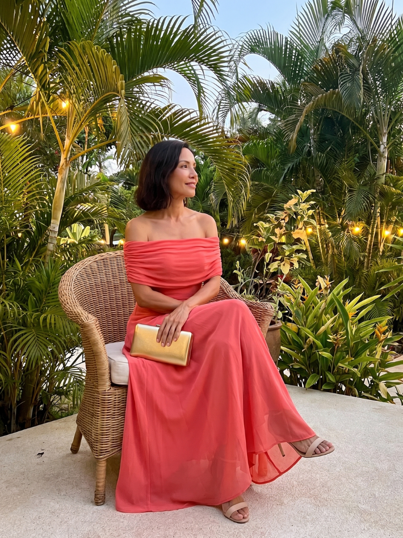 Women's Maxi Dress – Off-Shoulder Fitted