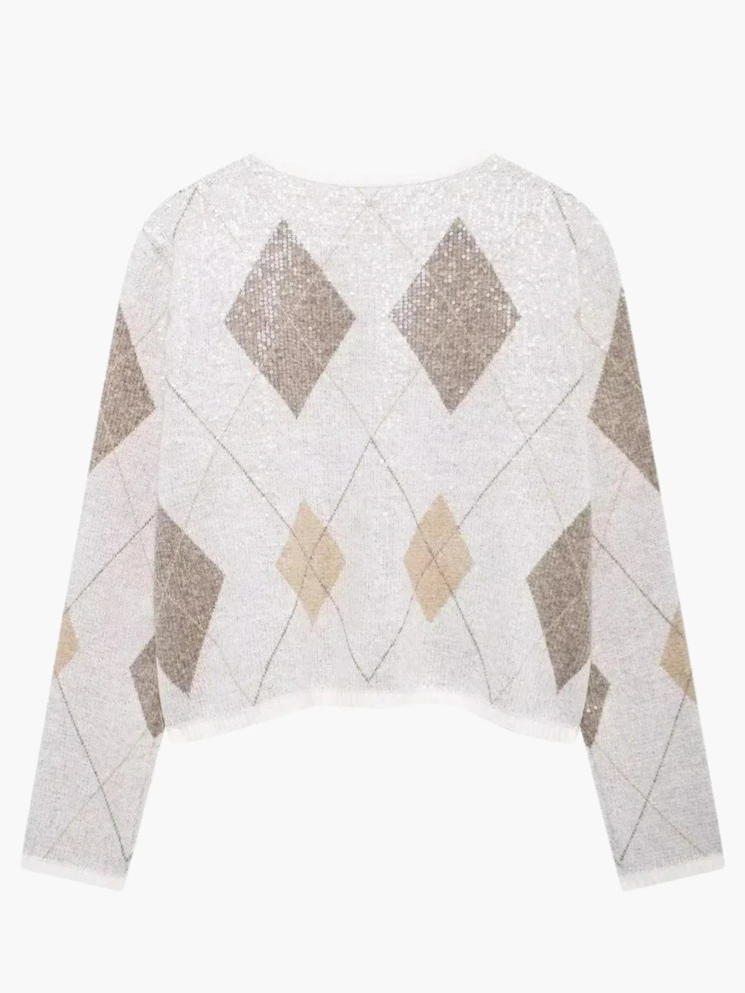 Women's Cardigan – Cropped Argyle Knit