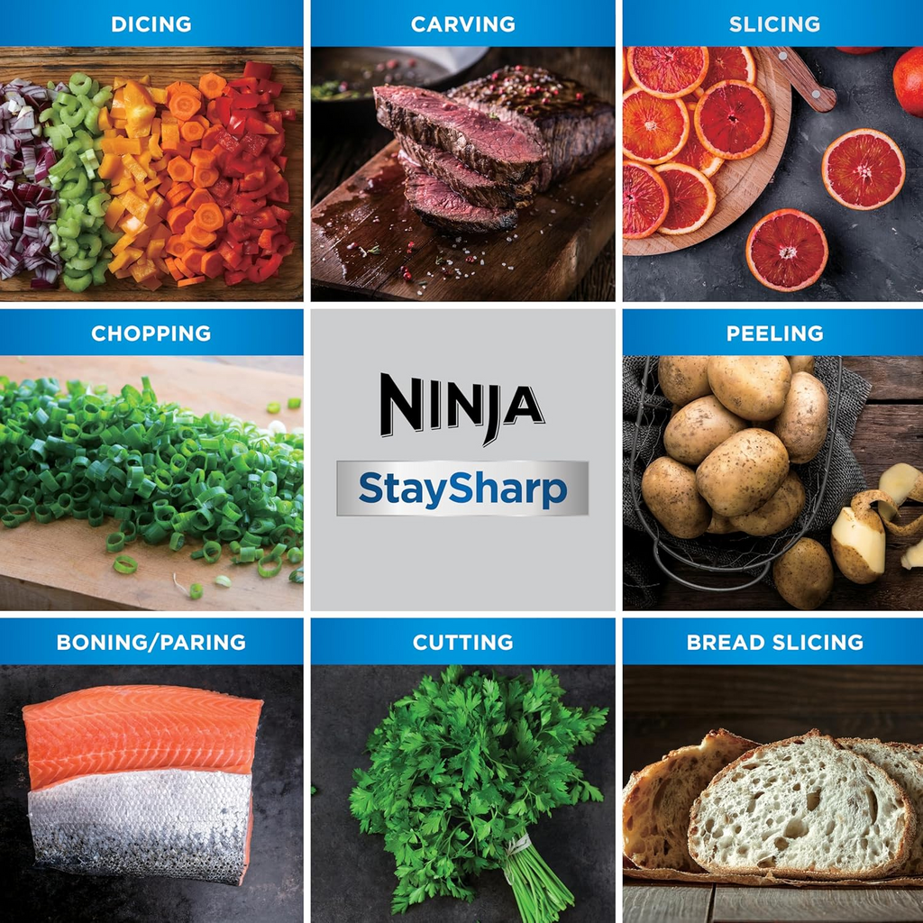Ninja Foodi StaySharp Knife Block with Integrated Sharpener