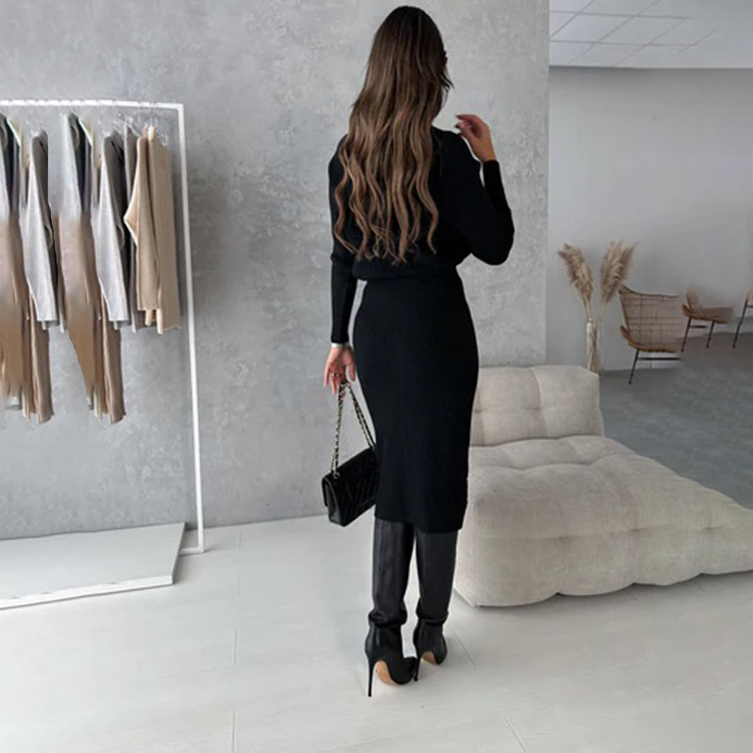 Women's Two-Piece Set – Knit Jumper & Skirt Two-Piece Set