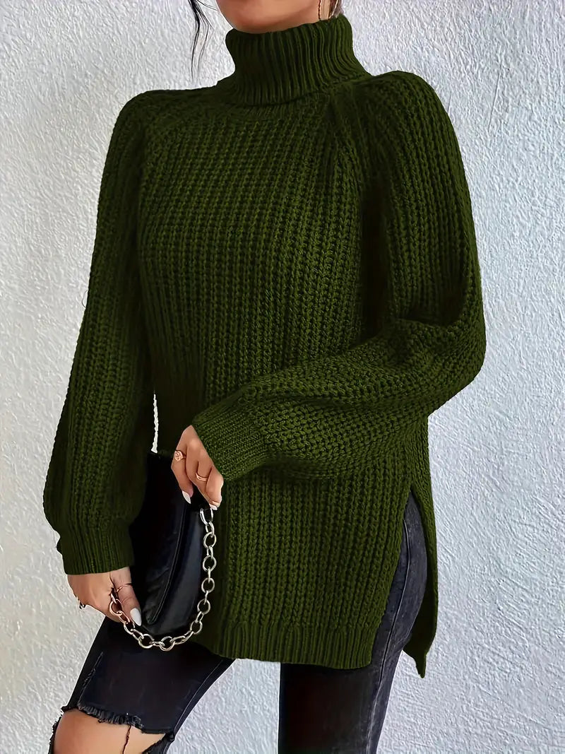 Women's Houstona Turtleneck in Khaki | Invictora.com