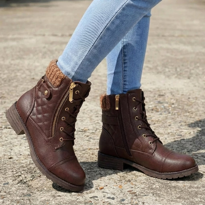 Women's Ancona Leather Ankle Boots in Gray | Invictora.com