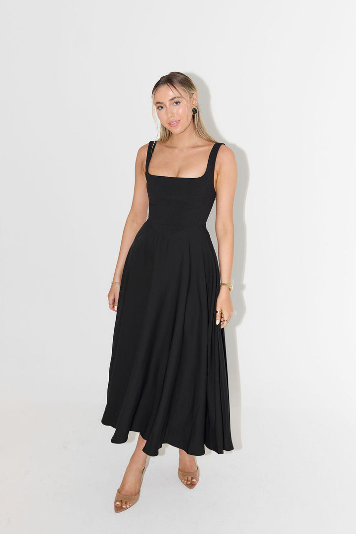 Women's Midi Dress – Square Neck Christmas Party