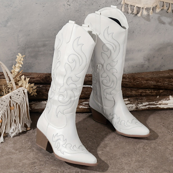 Women's Western Boots – Embroidered Knee-High