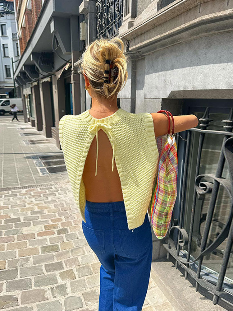 Women's Open-Back Knitted Cardigan Top