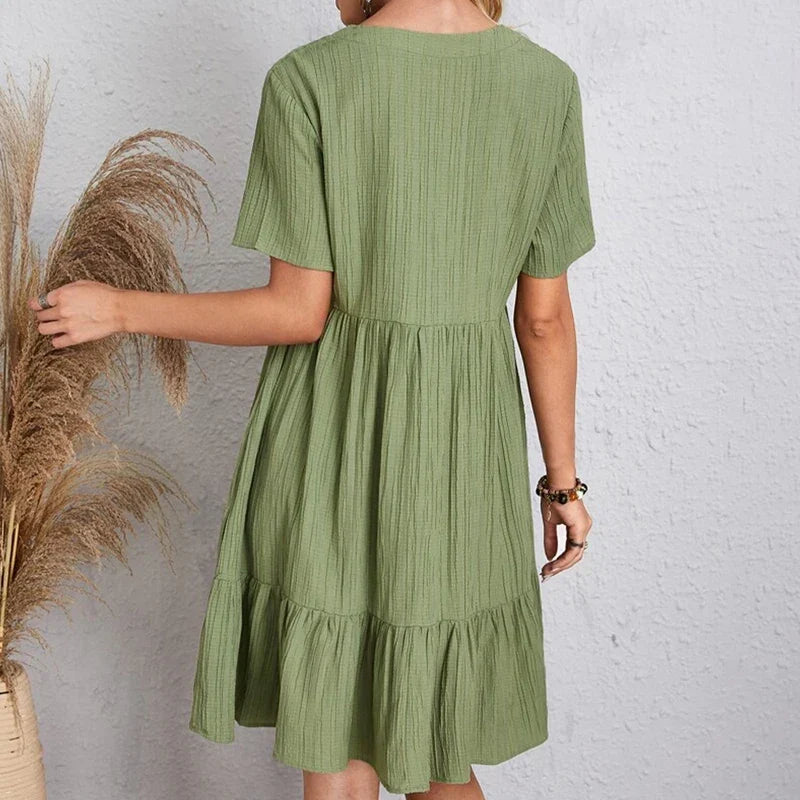 Women's Georgia – Loose Casual Flowy Summer Dress in Green | Invictora.com