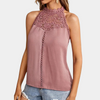 Women's Elowyn – Lace Mock-Neck Sleeveless Top in Pink | Invictora.com