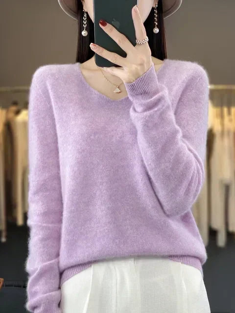 Women's Jumper – Relaxed-Fit V-Neck Knit