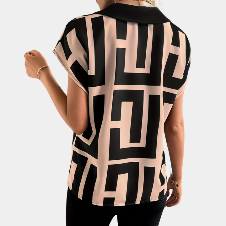 Women's Velora – Geometric V-Neck Blouse | Invictora.com