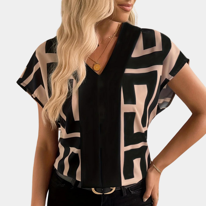 Women's Velora – Geometric V-Neck Blouse | Invictora.com