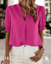 Women's Roselle – Vibrant Puff Sleeve Blouse in Deep Pink | Invictora.com