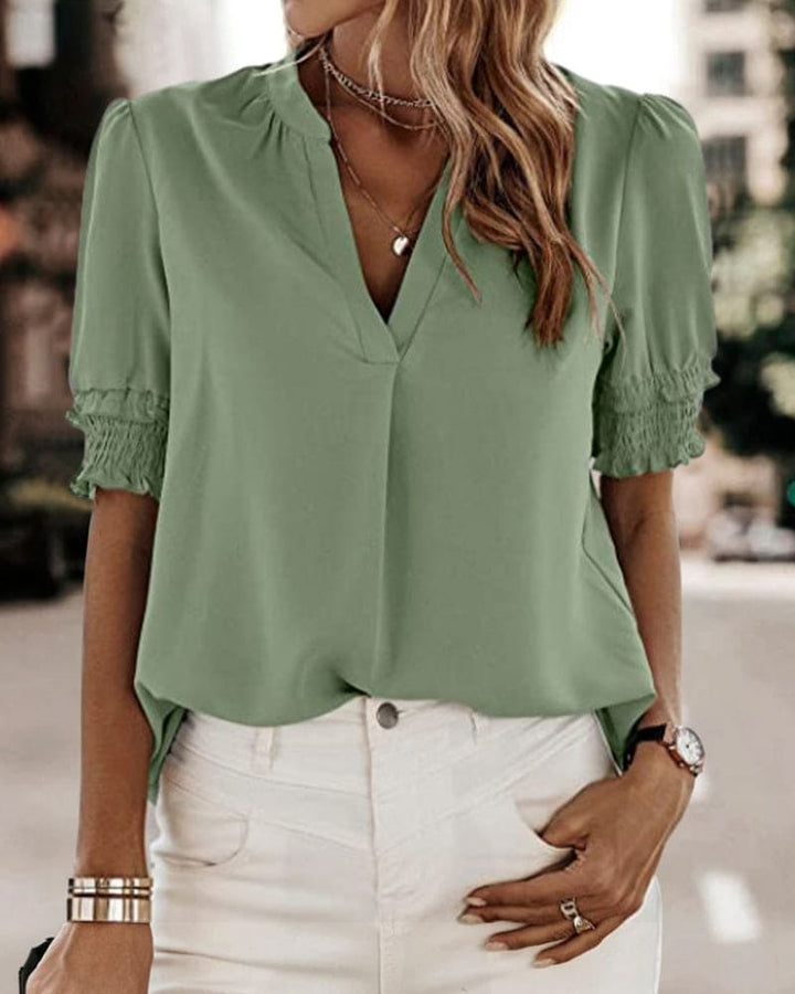 Women's Roselle – Vibrant Puff Sleeve Blouse in Deep Pink | Invictora.com
