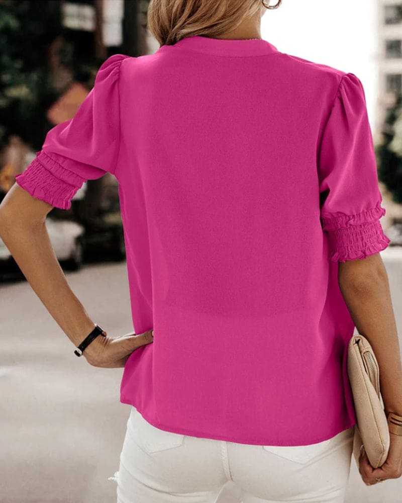 Women's Roselle – Vibrant Puff Sleeve Blouse in Blue | Invictora.com
