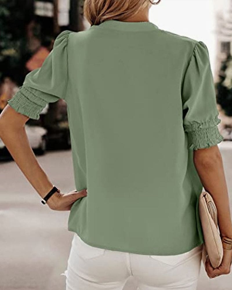 Women's Roselle – Vibrant Puff Sleeve Blouse in Blue | Invictora.com