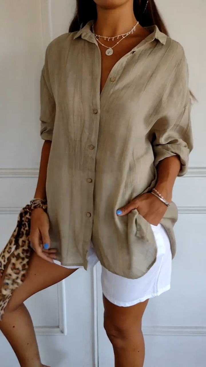 Women's Sabine Linen Shirt in Steel Blue | Invictora.com