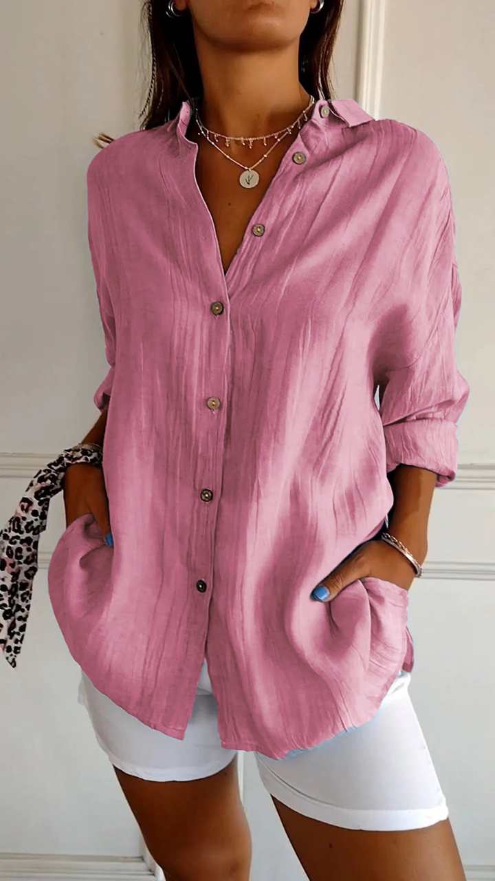 Women's Sabine Linen Shirt in Steel Blue | Invictora.com