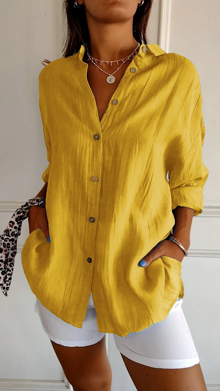 Women's Sabine Linen Shirt in Steel Blue | Invictora.com