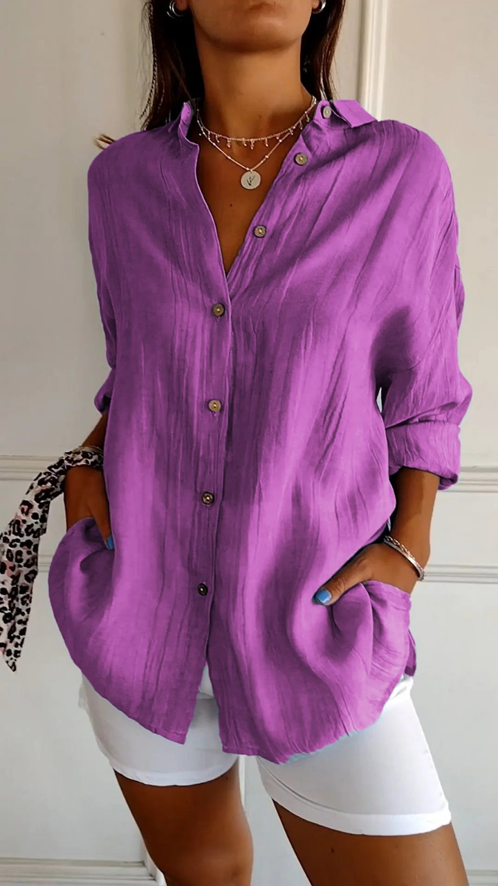 Women's Sabine Linen Shirt in Khaki | Invictora.com