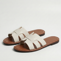 Women's Flat Slide Sandals – Leather Look Elegance