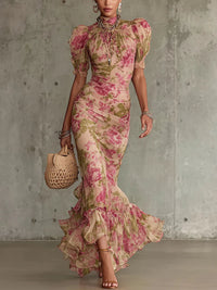 Women's Patricia – Elegant Floral Maxi Dress with Sleeves for Women