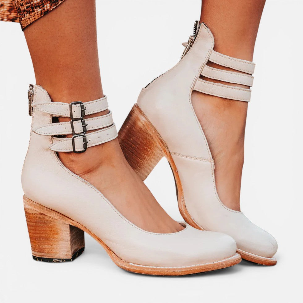 Women's Block Heel Ankle Boots - Buckle Strap Comfort product image | Invictora.com