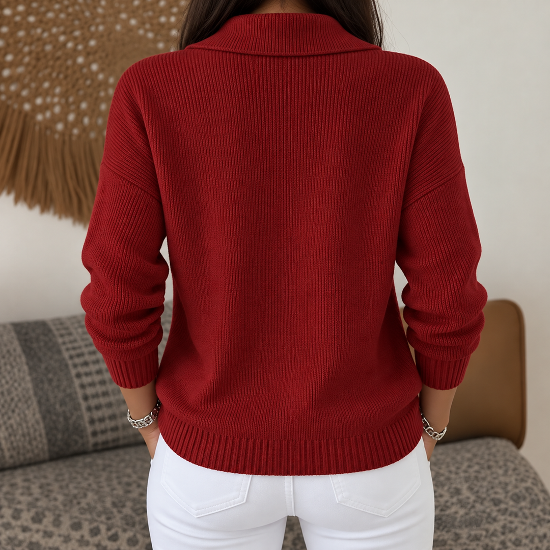 Women's Knit Cardigan – Zip-Up Collar