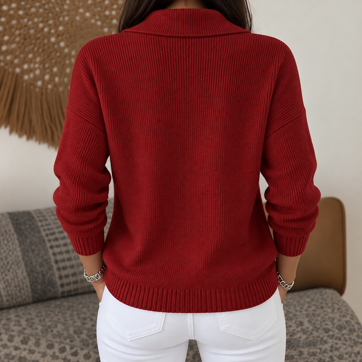 Women's Knit Cardigan – Zip-Up Collar