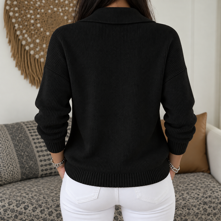 Women's Knit Cardigan – Zip-Up Collar