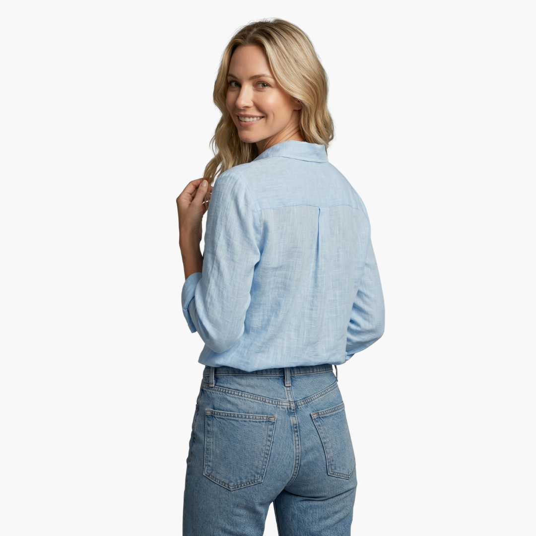 Women's Luneria – Relaxed Fit Button-Down Women's Shirt in Light Blue | Invictora.com