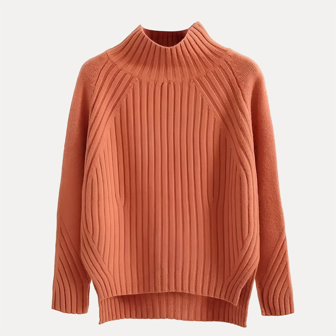 Women's Sienne Knit Turtleneck Sweater in Apricot | Invictora.com