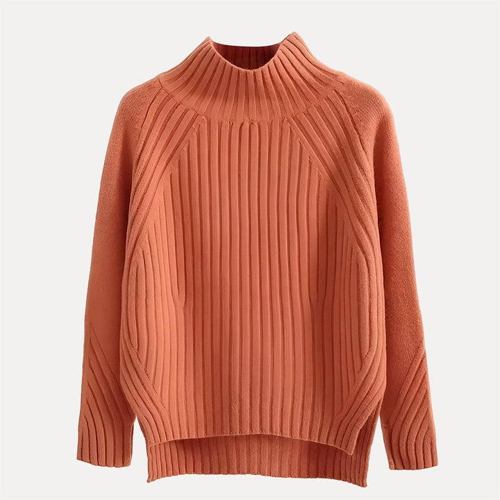 Women's Sienne Knit Turtleneck Sweater in Apricot | Invictora.com