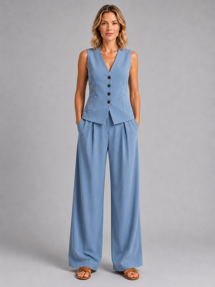 Women's Vera Relaxed Co-Ord Set in Light Blue | Invictora.com