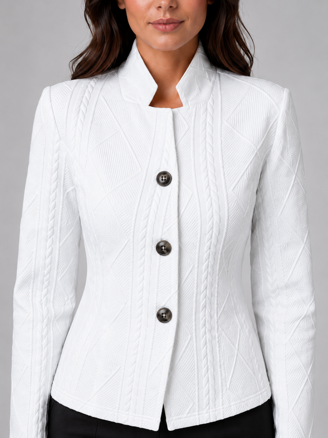 Women's Mireille Textured Blazer in White | Invictora.com