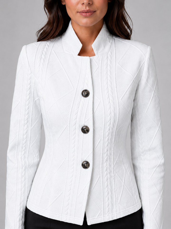 Women's Mireille Textured Blazer in White | Invictora.com