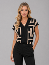 Women's Geometric V-Neck Blouse - Elegant Smart Casual Style product image | Invictora.com